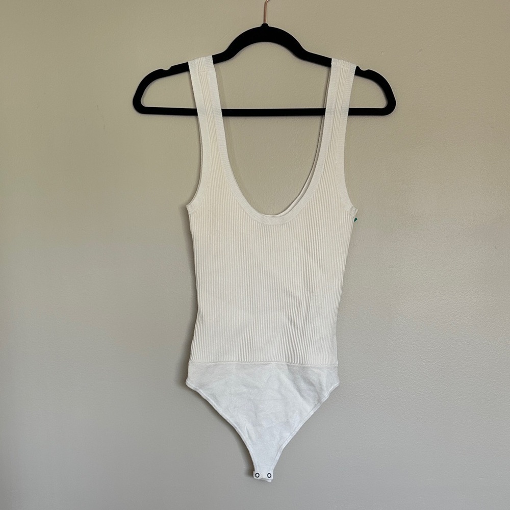Abercrombie & Fitch Cream Ribbed Bodysuit